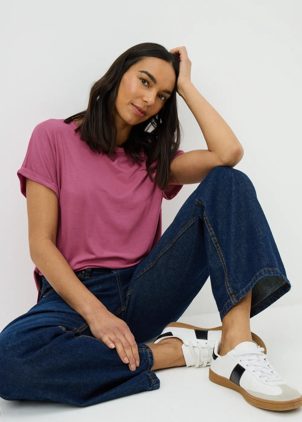 Rose Pink Longline T-Shirt - Small Image 1