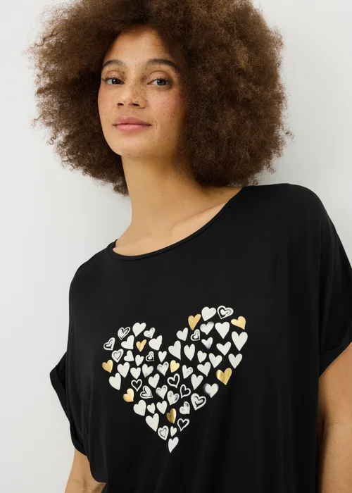 Black Heart Longline T-Shirt - Small Image 2