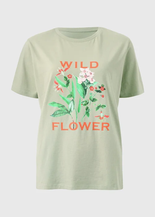 Green Wild Flower Graphic T-Shirt - Small Image 4