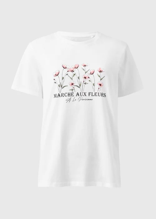 White Marche Aux Fleurs Graphic T-Shirt - Extra Large Image 4