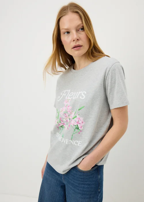 Grey Flower Provence Graphic T-Shirt - Small Image 1