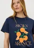 Navy Sicily Orange Graphic T-Shirt - Small Image 3