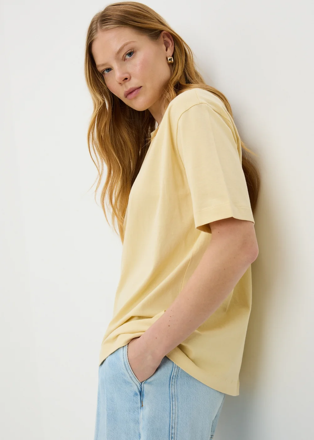 Yellow Plain Oversized Fit T-Shirt - Small Image 1