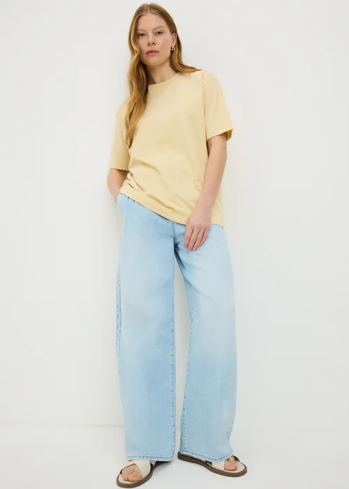 Yellow Plain Oversized Fit T-Shirt - Small Image 2
