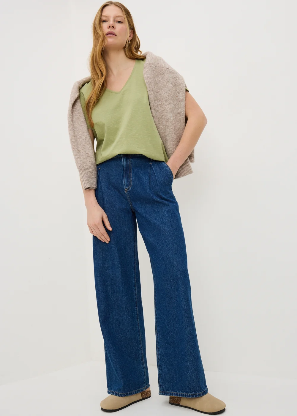 Olive V-Neck T-Shirt - Size 8 Image 2