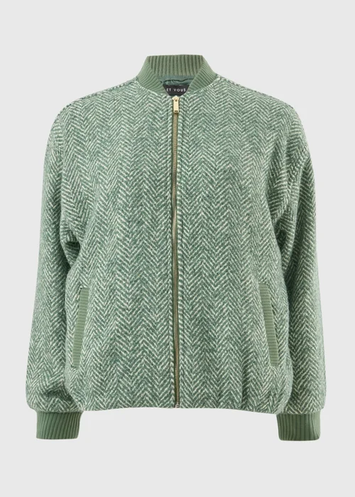 Et Vous Green Herringbone Bomber Jacket - XL Image 4