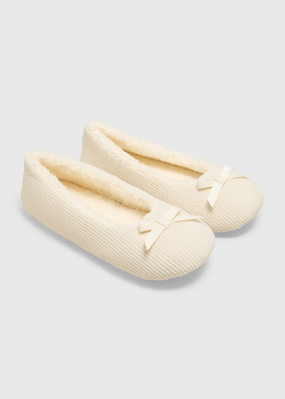 Cream Cord Ballet Slippers - Small Image 1