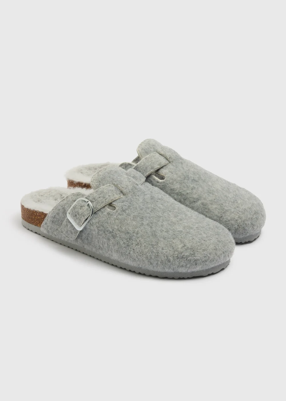Grey Closed Toe Slippers - Medium Image 1
