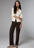 Et Vous Chocolate Straight Leg Ribbed Trousers - Size 16 31 leg Image 1