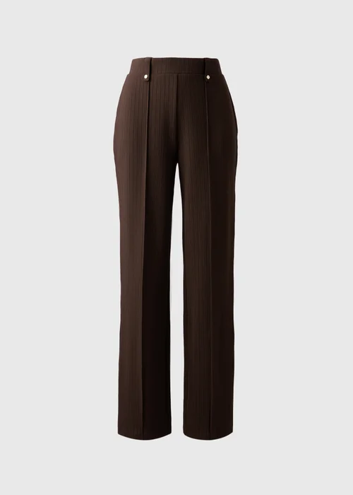 Et Vous Chocolate Straight Leg Ribbed Trousers - Size 16 31 leg Image 4