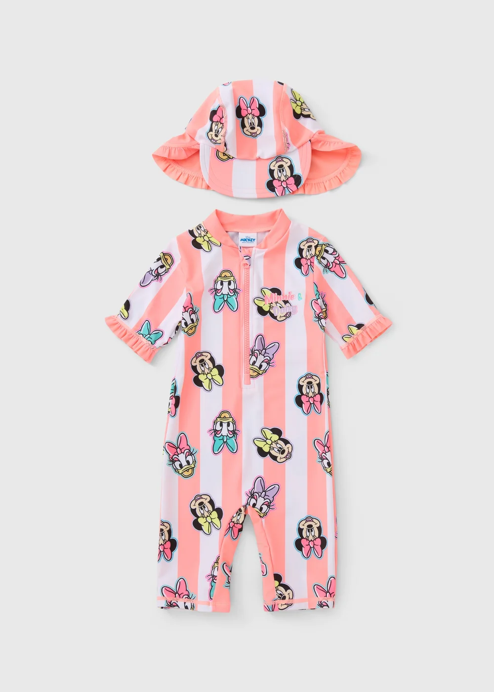 Disney Girls Pink Minnie & Daisy Surf Suit & Hat Set (6mths-5yrs) - Age 6 - 9 Months Image 1