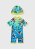 Disney Boys Blue Mickey & Friends Surf Suit & Hat Set (6mths-5yrs) - Age 6 - 9 Months Image 1