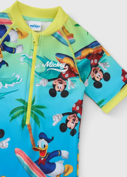 Disney Boys Blue Mickey & Friends Surf Suit & Hat Set (6mths-5yrs) - Age 6 - 9 Months Image 2