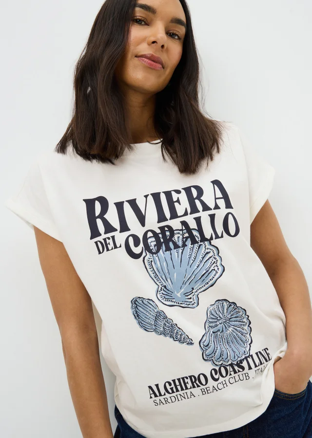 White Shell Graphic T-Shirt