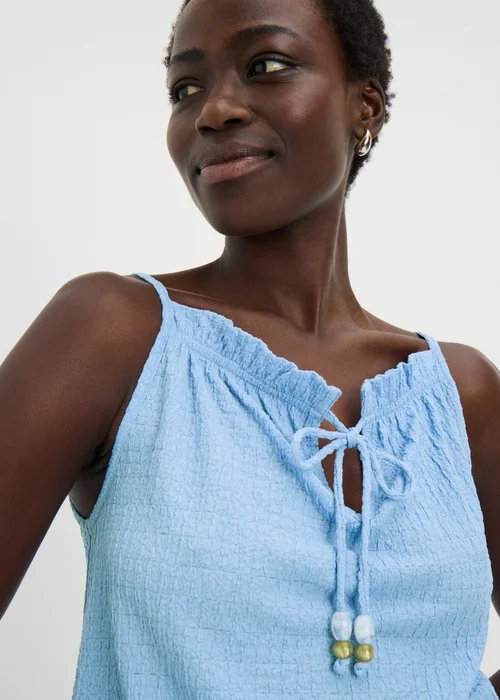 Blue Textured Tie Co Ord Cami Top - Small Image 2