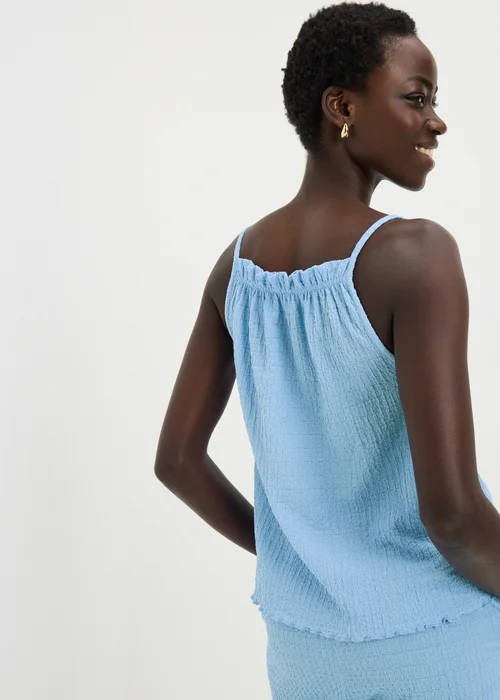 Blue Textured Tie Co Ord Cami Top - Small Image 3