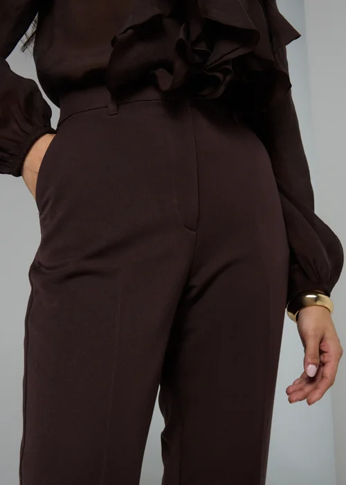 Et Vous Petite Chocolate Brown Tapered Trousers - Size 08 27 leg Image 2