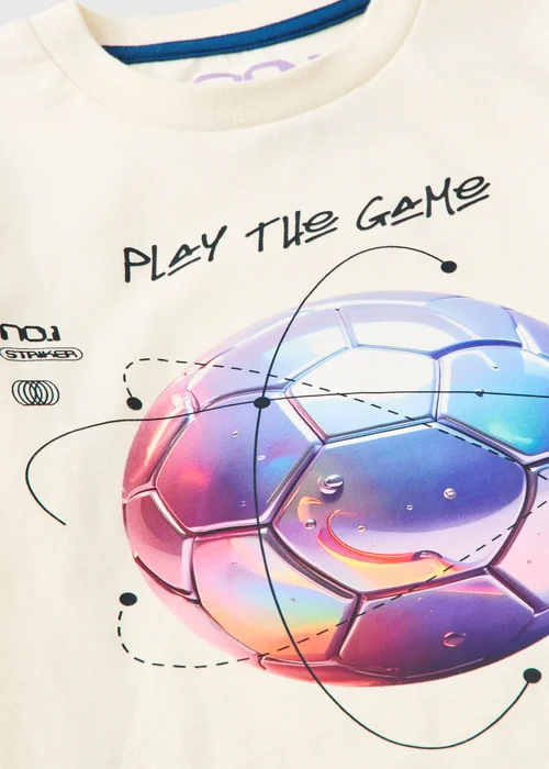 Boys Cream Science Football Pyjama Set (7-13yrs) - Age 7 Years Image 2