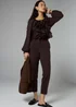 Et Vous Long Chocolate Brown Tapered Trousers - Size 08 33 leg Image 1