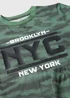 Boys Green Camo Print NYC Pyjama Set (7-13yrs) - Age 7 Years Image 2