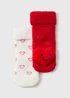Baby Red & White Love Heart Rattle Socks (Newborn-6mths) - Up to 1 Month Image 1