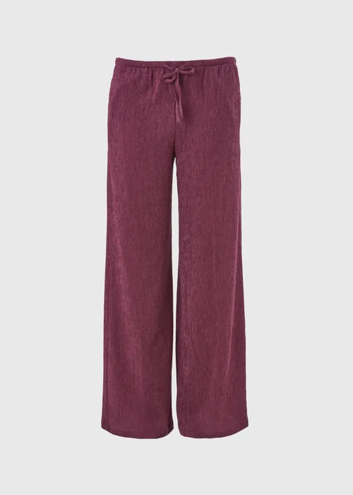 Berry Textured Wide Leg Co Ord Trousers - Size 08 29 leg Image 4