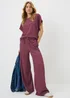 Raspberry Textured Co Ord Wide Leg Trousers - Size 08 29 leg Image 1