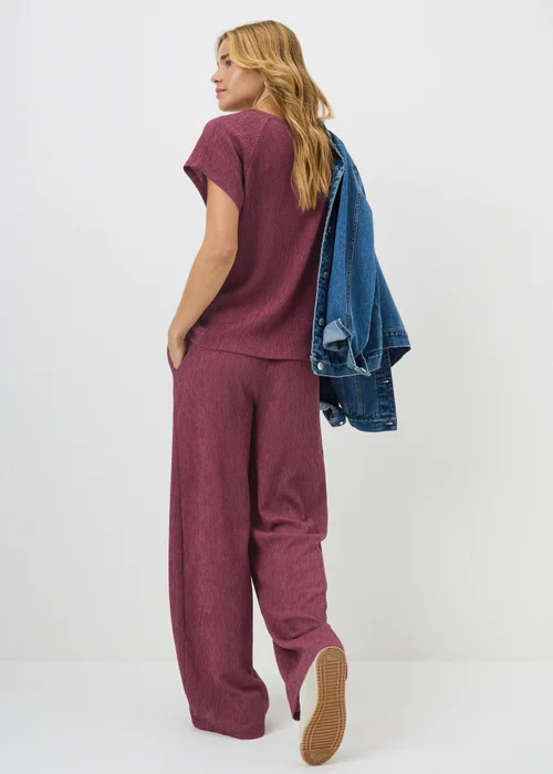 Raspberry Textured Co Ord Wide Leg Trousers - Size 08 29 leg Image 3