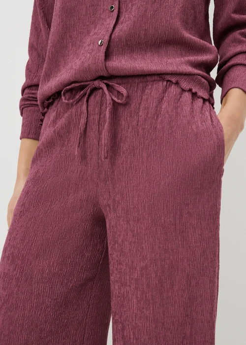 Berry Textured Wide Leg Co Ord Trousers - Size 08 29 leg Image 2