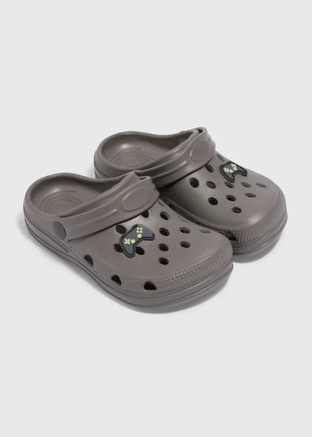 Boys Grey Gamer Clogs (Younger 4/5-Older 5/6)