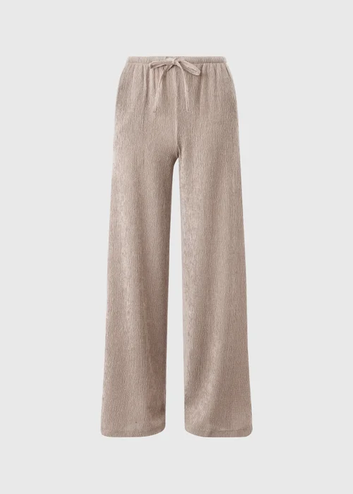 Taupe Textured Co Ord Wide Leg Trousers - Size 14 29 leg Image 4