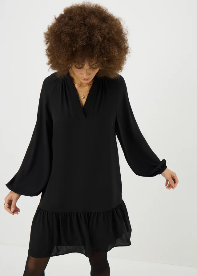 Black Popover Mini Dress