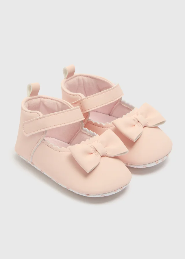 Baby Pink Bow Ballet Shoes (Newborn-18mths)