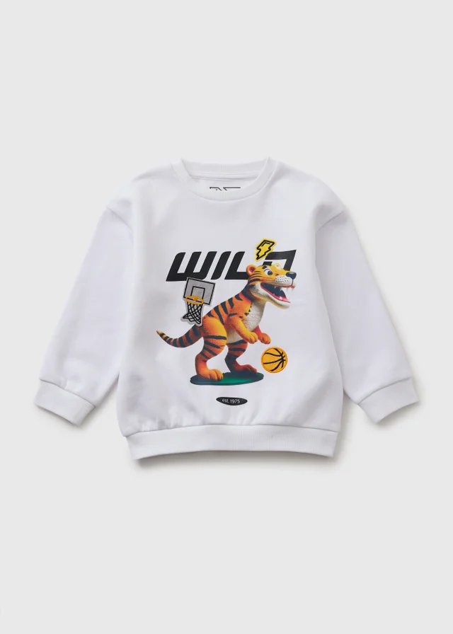 Boys White Tiger Wild Sweatshirt (1-7yrs)