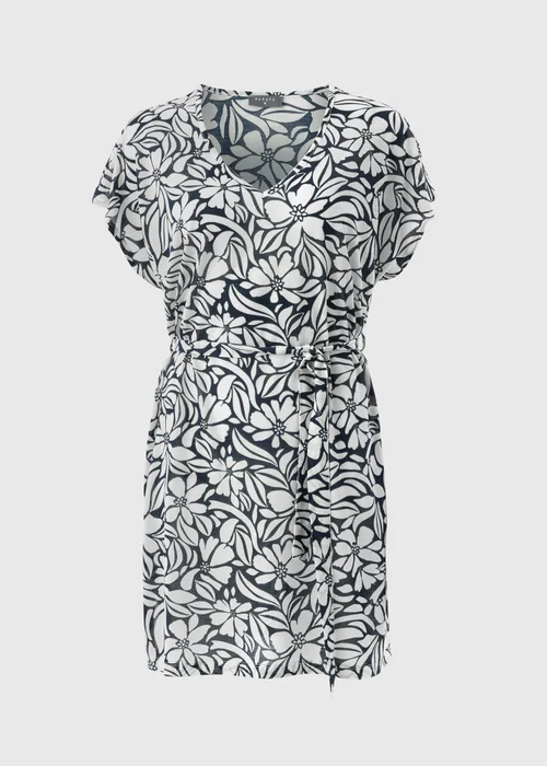 Navy Tropical Floral Jersey Kaftan - Extra small Image 3