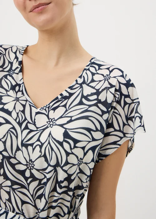 Navy Tropical Floral Jersey Kaftan - Extra small Image 2