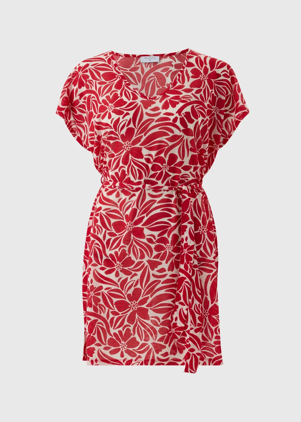 Red Tropical Floral Jersey Kaftan - Extra small Image 1
