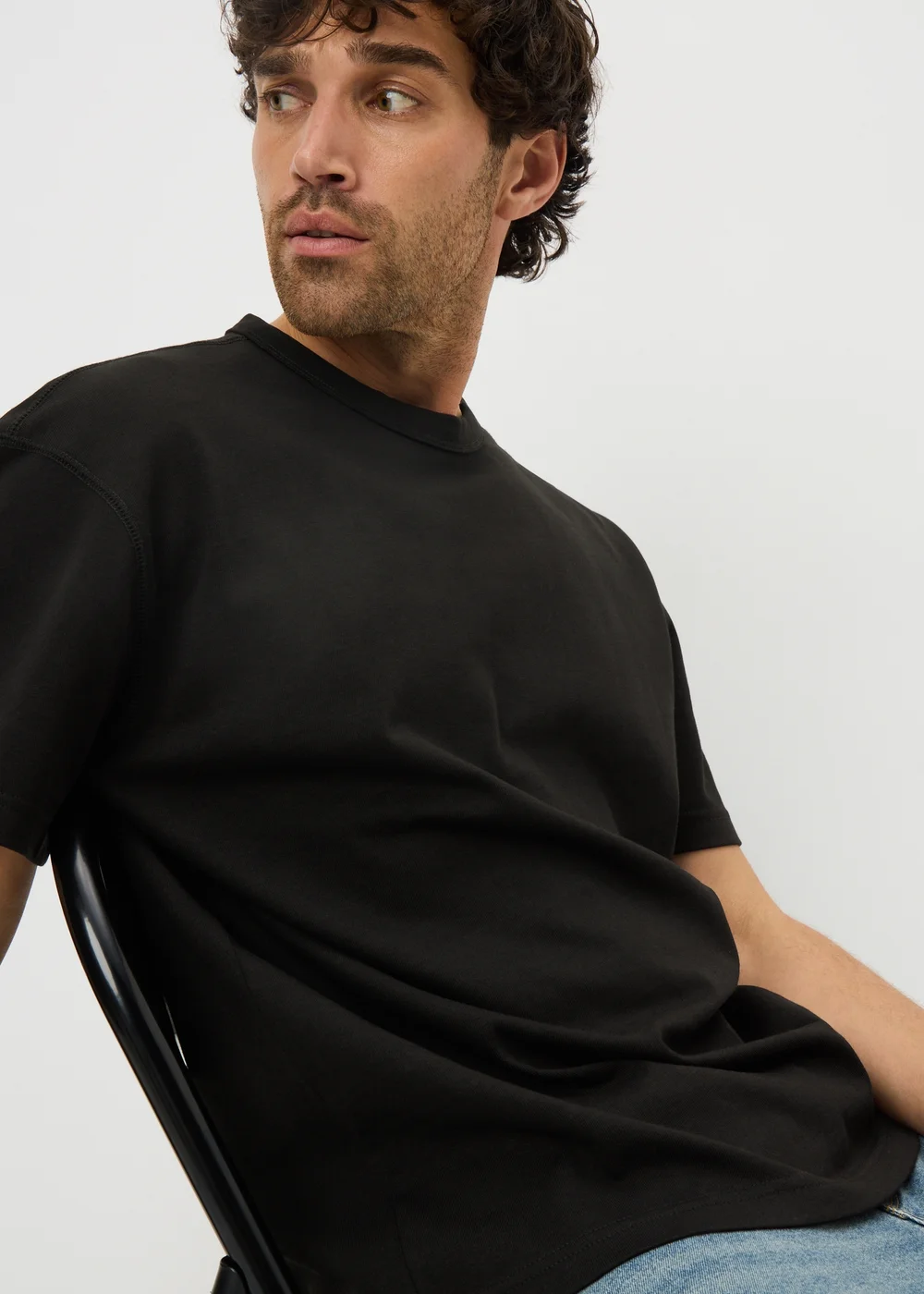 Black Plain Heavy Weight T-Shirt - S Image 3