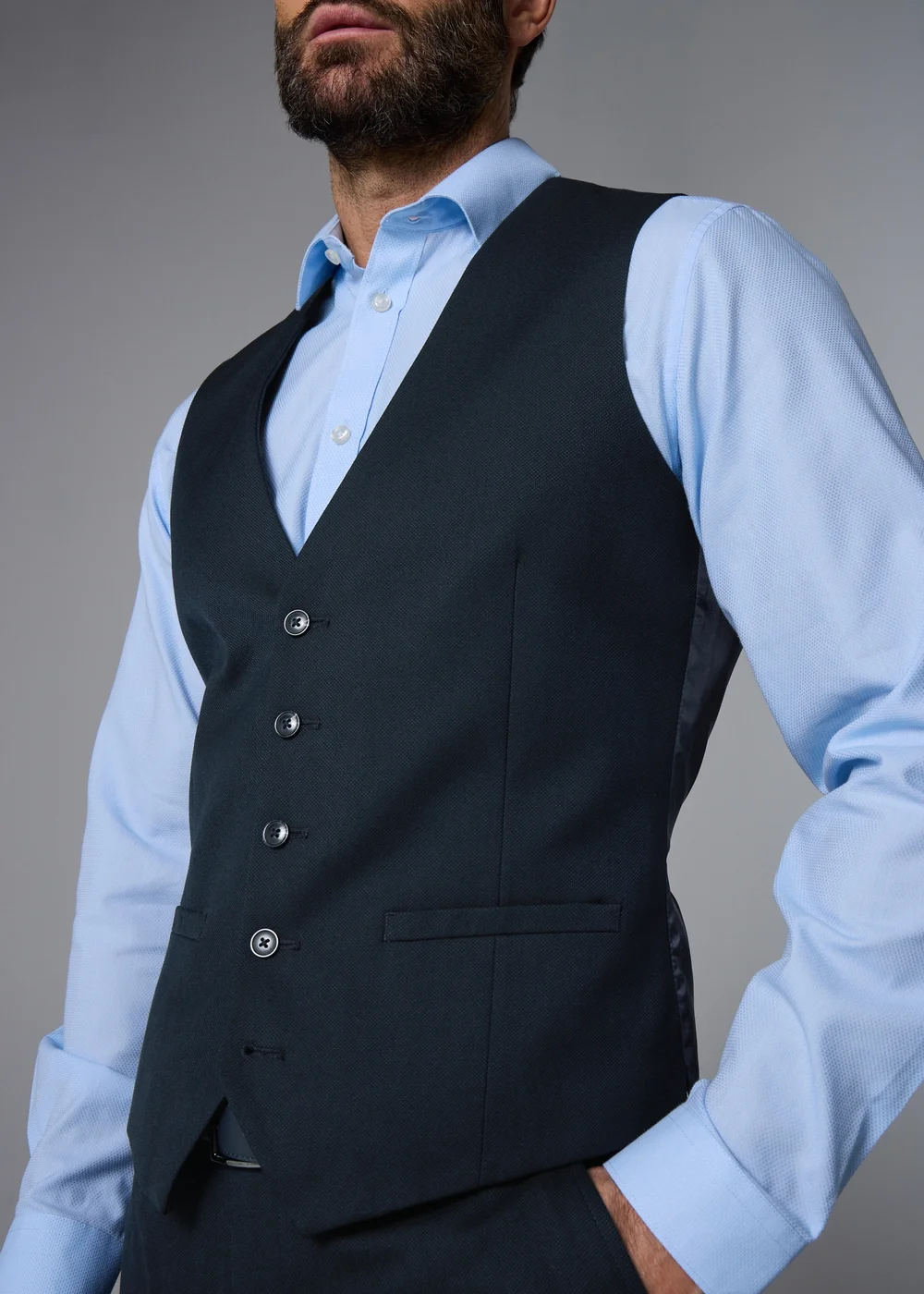 Taylor & Wright Albury Navy Birdseye Suit Waistcoat - Extra small Image 2