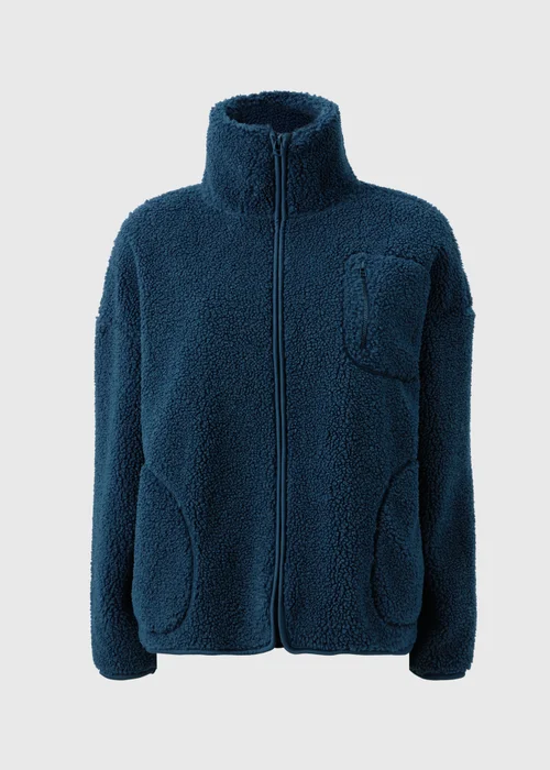 Souluxe Navy Zip Front Borg Jacket - S Image 4