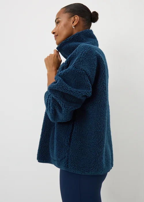 Souluxe Navy Zip Front Borg Jacket - S Image 2