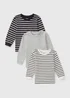 3 Pack Boys Grey Stripe Tops (1-7yrs) - 1 to 1 half years Image 1