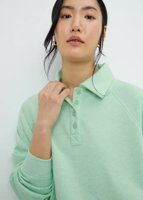 Green Henley Collar Co Ord Sweatshirt - Extra small Image 2