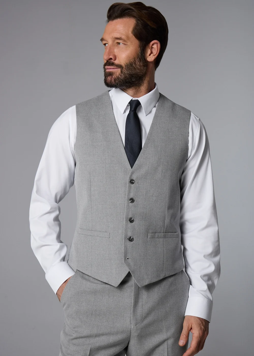 Taylor & Wright Ashford Grey Birdseye Suit Waistcoat - Extra small Image 1