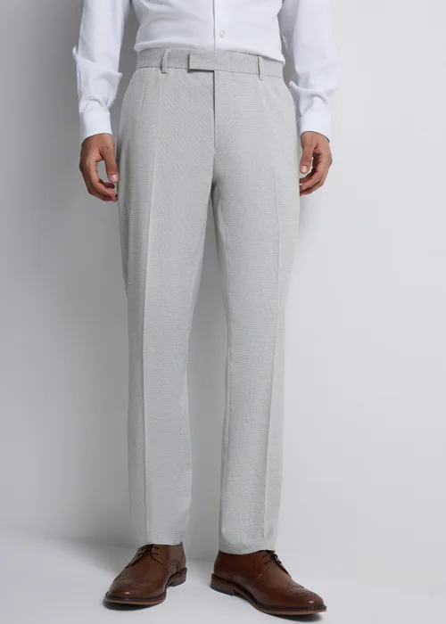 Taylor & Wright Ashbury Grey Puppytooth Slim Fit Suit Trousers - 34 Waist 31 Leg Image 1