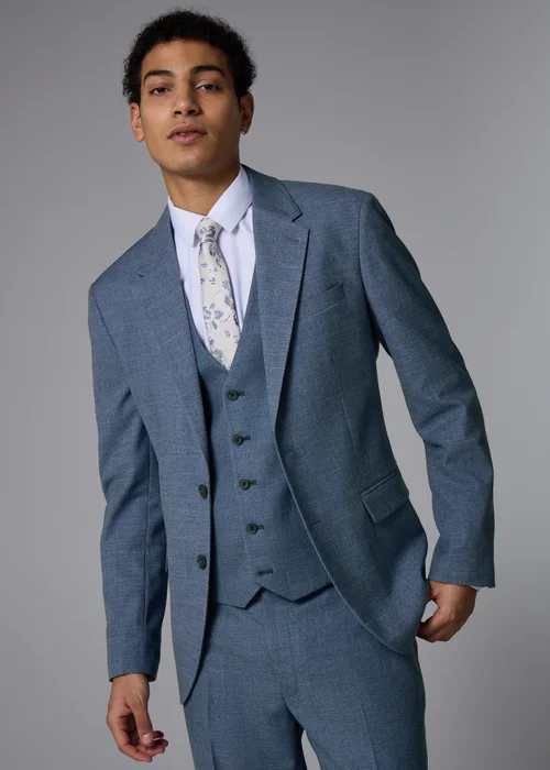 Taylor & Wright Blue Hawthorne Textured Slim Fit Suit Jacket - 46 Chest Regular Image 1