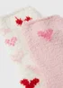 2 Pack Pink and Red Cosy Valentines Socks - One Size Image 2