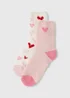2 Pack Pink and Red Cosy Valentines Socks - One Size Image 1