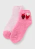 2 Pack Pink Strawberry Cosy Socks - One Size Image 1