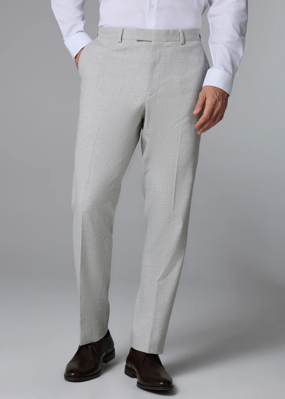 Taylor & Wright Elwood Grey Tailored Check Suit Trousers - 28 Waist 31 Leg Image 1